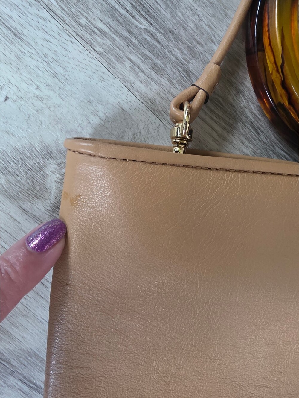 Leather Tan Woven look Bag/Purse Thacker - Picture 4 of 5